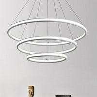 Acrylic Ring Chandelier Simple 1/2/3-Light LED Ceiling Pendant Lighting - Rebooters