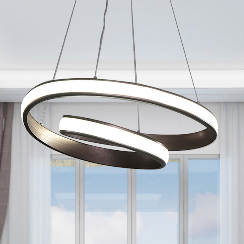 23"/31.5" Wide Loop Ceiling Light Fixture Modern Acrylic LED Brown Chandelier Lamp - Rebooters