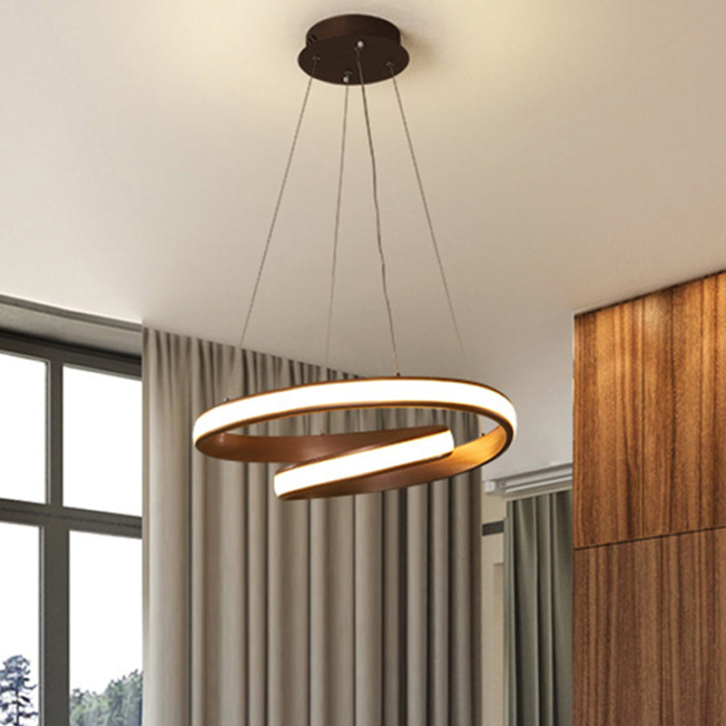 23"/31.5" Wide Loop Ceiling Light Fixture Modern Acrylic LED Brown Chandelier Lamp - Rebooters