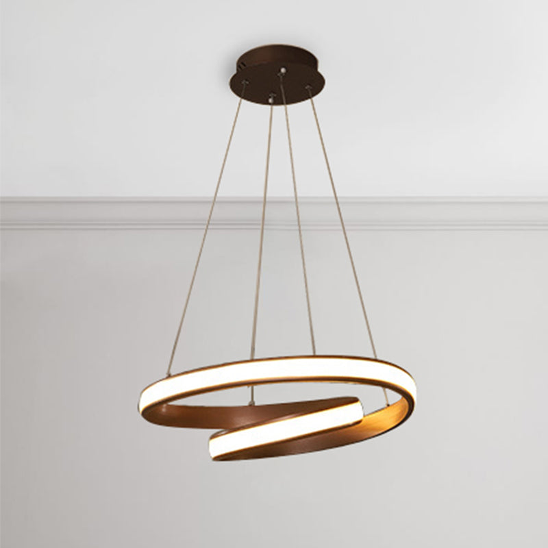 23"/31.5" Wide Loop Ceiling Light Fixture Modern Acrylic LED Brown Chandelier Lamp - Rebooters