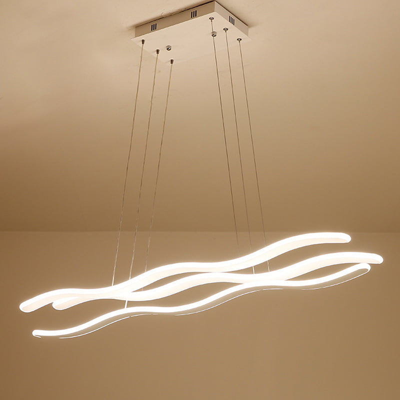 Wavy Acrylic Chandelier Light Simple LED 3 Lights Pendant - Rebooters