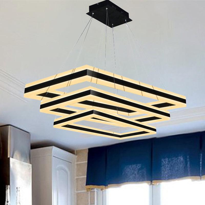 Acrylic Rectangular Ceiling Light Modern LED Black Pendant - Rebooters