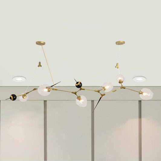 6/10 Lights Chandelier Modernist Gold Pendant with Glass Shade - Rebooters