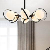 Ball White Glass Chandelier Lighting Modernist 3/6 Lights - Rebooters