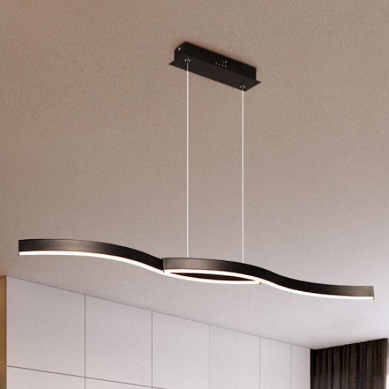 Acrylic Wavy Chandelier Light Modern Black LED Ceiling Pendant Light - Rebooters