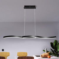 Acrylic Wavy Chandelier Light Modern Black LED Ceiling Pendant Light - Rebooters