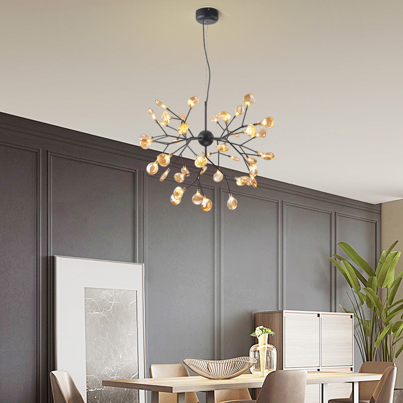 Heracleum LED Chandelier Artistic Tan Blown Glass Light - Rebooters