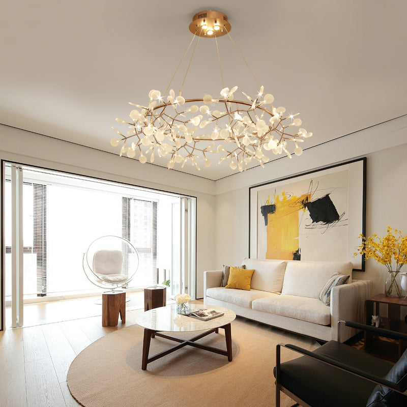 Designer Heracleum Chandelier Acrylic LED Pendant Light Fixture in Bronze - Rebooters