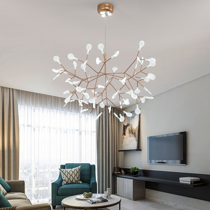 Designer Heracleum Chandelier Acrylic LED Pendant Light Fixture in Bronze - Rebooters