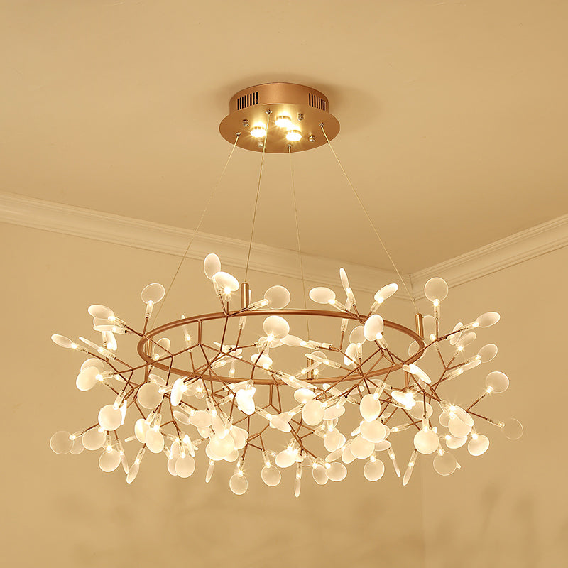 Designer Heracleum Chandelier Acrylic LED Pendant Light Fixture in Bronze - Rebooters