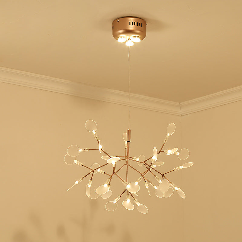 Designer Heracleum Chandelier Acrylic LED Pendant Light Fixture in Bronze - Rebooters