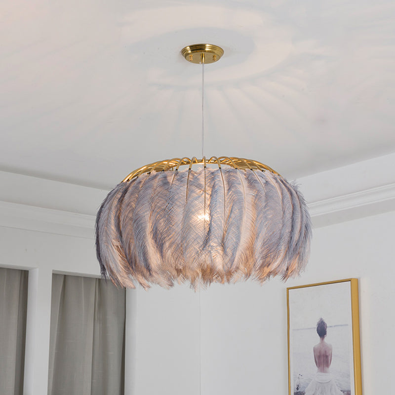 Nordic Circular Hanging Light Fixture Feather Chandelier - Rebooters