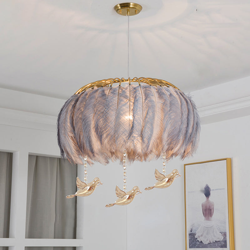 Nordic Circular Hanging Light Fixture Feather Chandelier - Rebooters