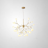 Acrylic Leaf Hanging Chandelier Designer Gold Finish Pendant Light - Rebooters
