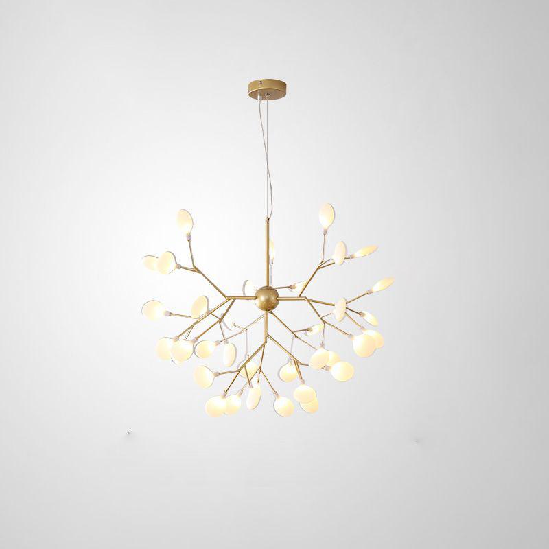 Acrylic Leaf Hanging Chandelier Designer Gold Finish Pendant Light - Rebooters
