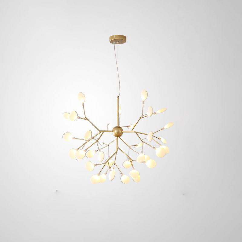 Acrylic Leaf Hanging Chandelier Designer Gold Finish Pendant Light - Rebooters