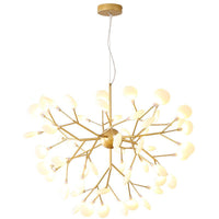 Acrylic Leaf Hanging Chandelier Designer Gold Finish Pendant Light - Rebooters