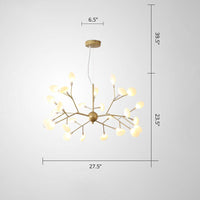Acrylic Leaf Hanging Chandelier Designer Gold Finish Pendant Light - Rebooters