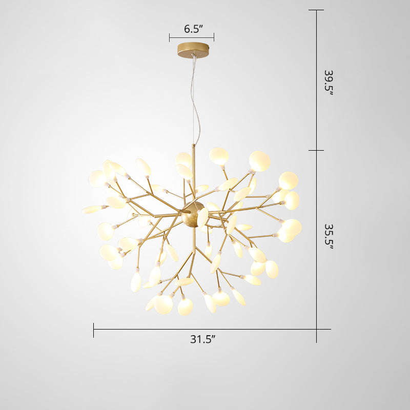 Acrylic Leaf Hanging Chandelier Designer Gold Finish Pendant Light - Rebooters