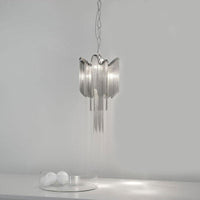 Aluminum Chain Tassel Chandelier Modern Stylish 4-Light Silver - Rebooters