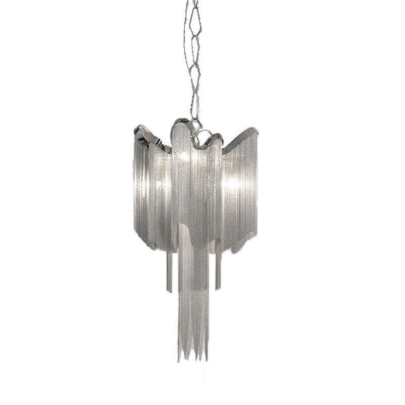 Aluminum Chain Tassel Chandelier Modern Stylish 4-Light Silver - Rebooters
