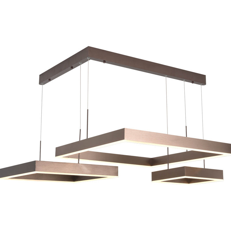 Square Acrylic Pendant Ceiling Light Modern Coffee LED Chandelier - Rebooters