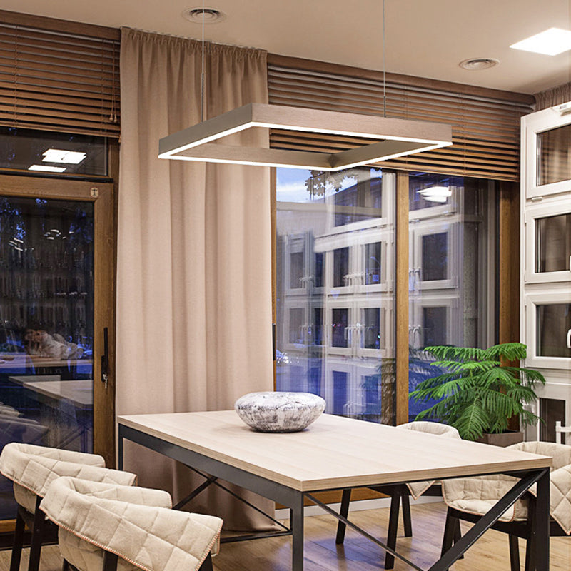 Square Acrylic Pendant Ceiling Light Modern Coffee LED Chandelier - Rebooters
