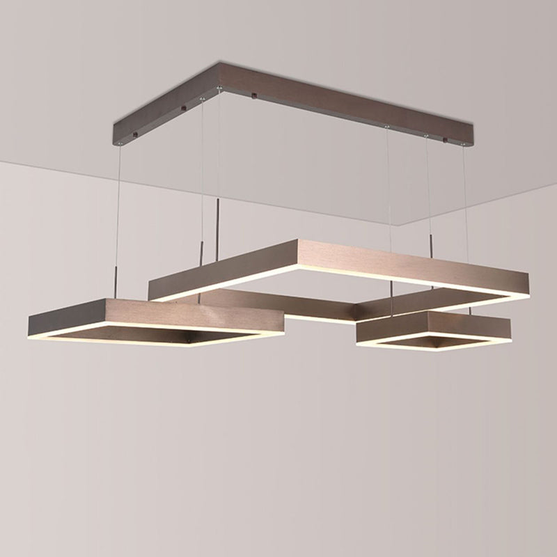 Square Acrylic Pendant Ceiling Light Modern Coffee LED Chandelier - Rebooters