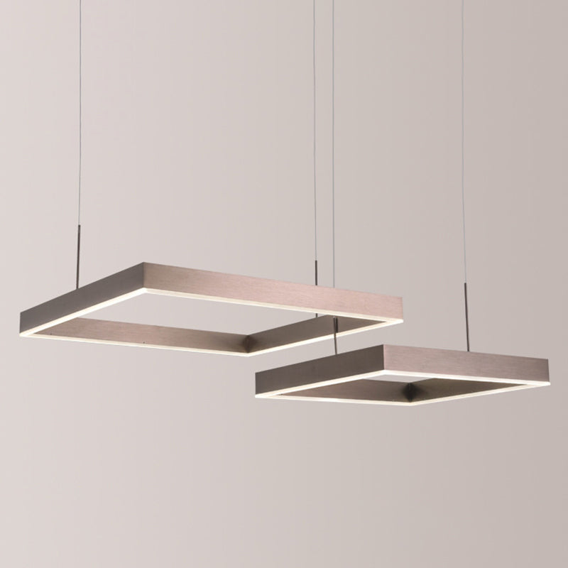 Square Acrylic Pendant Ceiling Light Modern Coffee LED Chandelier - Rebooters