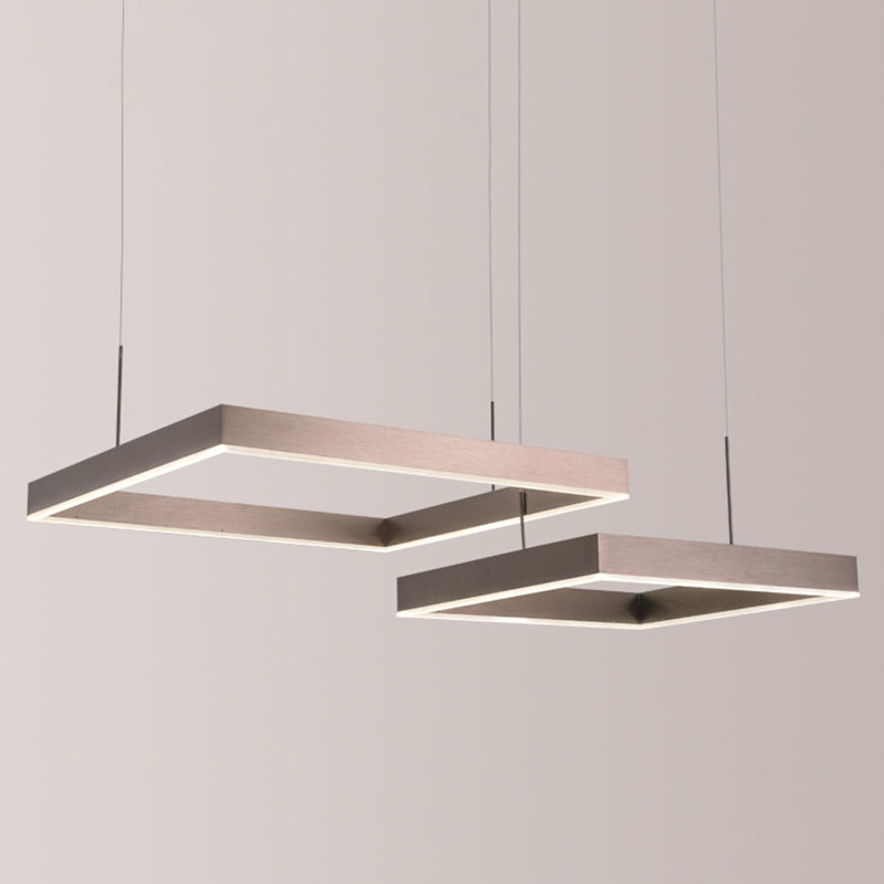 Square Acrylic Pendant Ceiling Light Modern Coffee LED Chandelier - Rebooters
