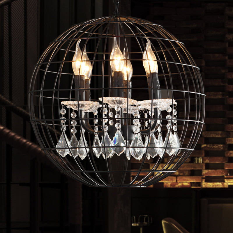 Spherical Wire Cage Iron Pendant Chandelier Rustic Light - Rebooters