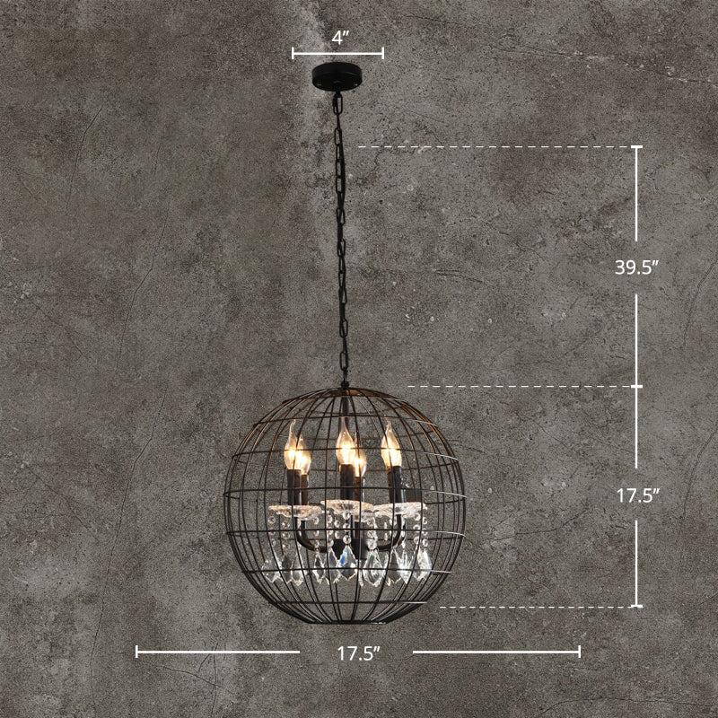 Spherical Wire Cage Iron Pendant Chandelier Rustic Light - Rebooters