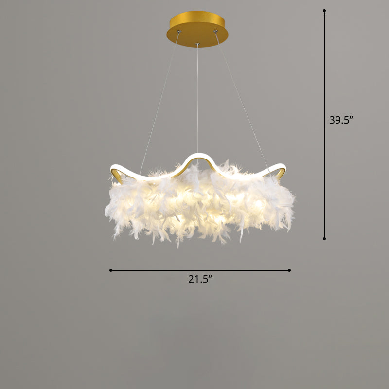 Wavy Metal Suspension Lighting Nordic White-Gold LED Chandelier - Rebooters