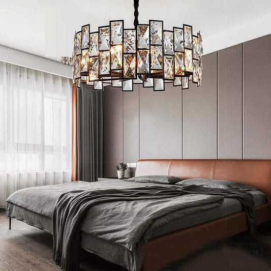 6-Light Living Room Chandelier Modern Black Pendant Light - Rebooters