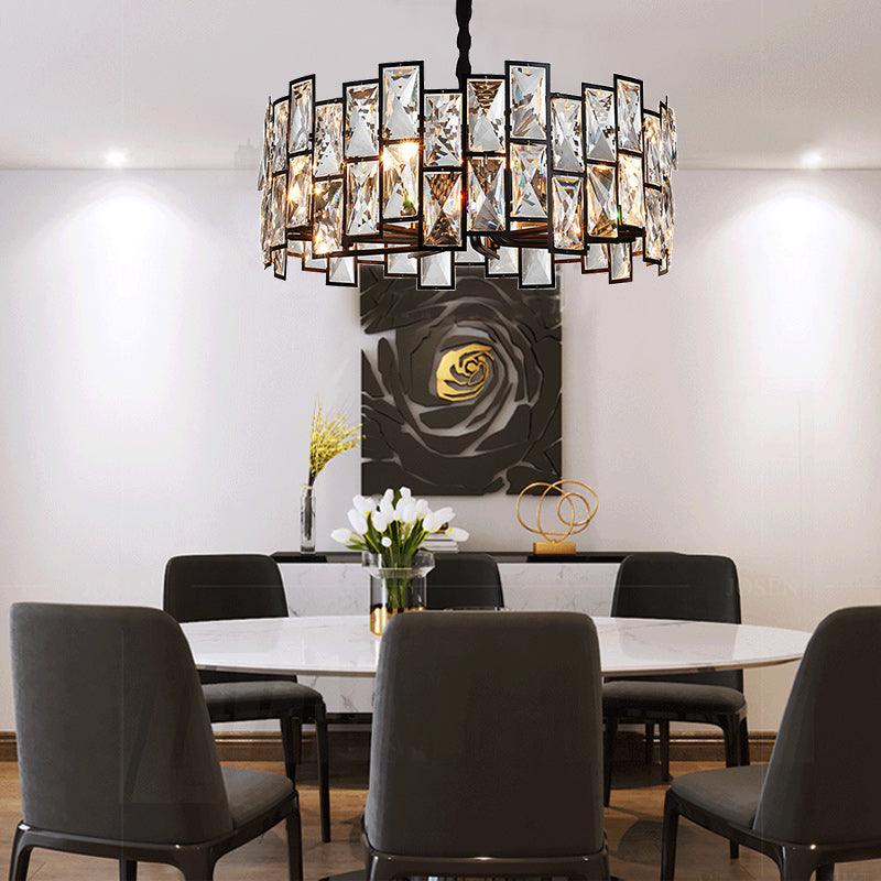 6-Light Living Room Chandelier Modern Black Pendant Light - Rebooters