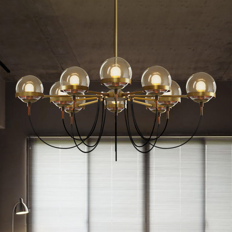 Country Style Ball Chandelier Cognac Glass Suspension Pendant Light - Rebooters