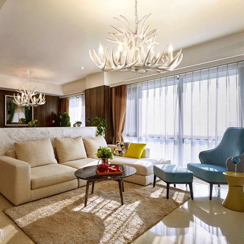 Artificial Antler Chandelier Rustic Resin Hanging Light - Rebooters