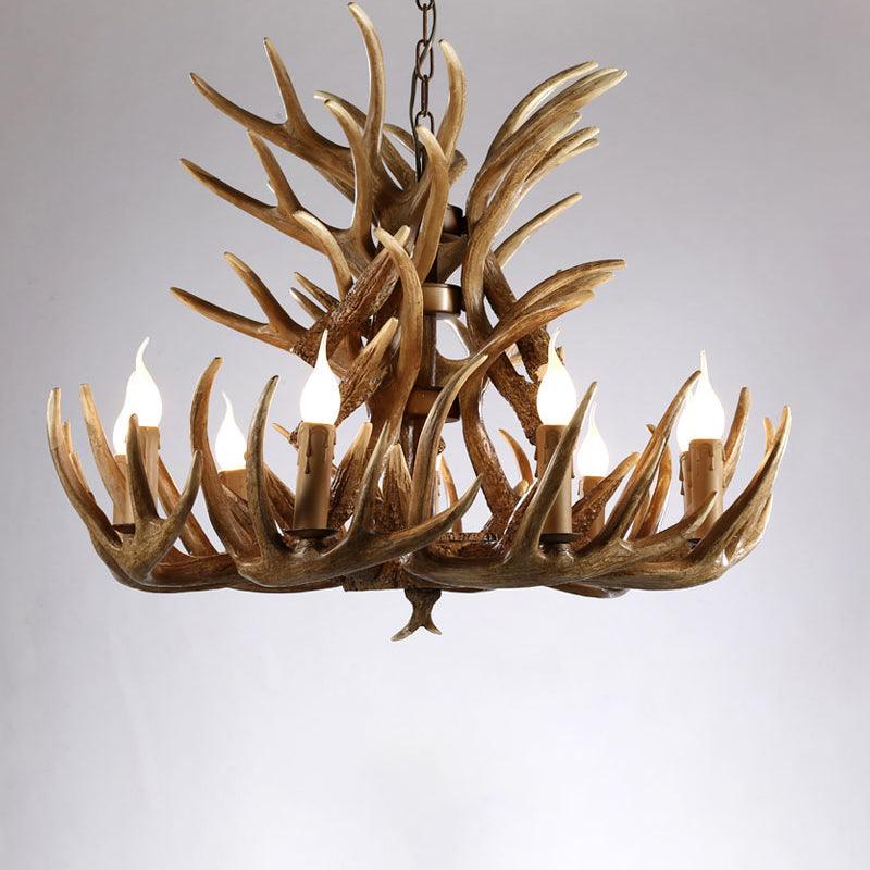 Artificial Antler Chandelier Rustic Resin Hanging Light - Rebooters