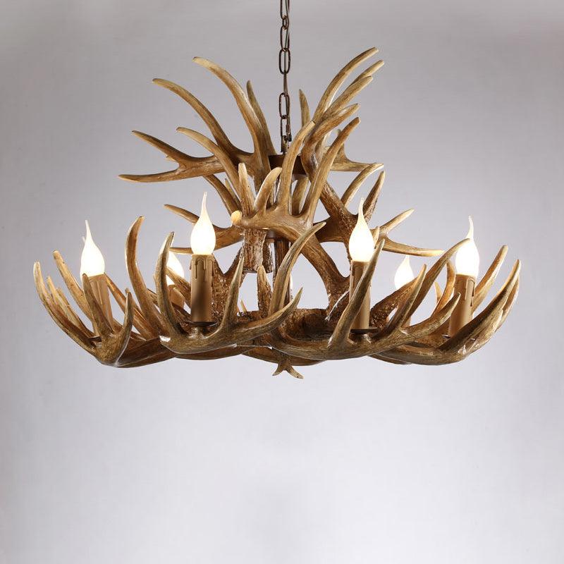 Artificial Antler Chandelier Rustic Resin Hanging Light - Rebooters