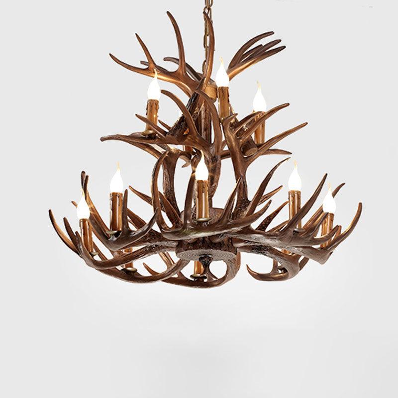 Artificial Antler Chandelier Rustic Resin Hanging Light - Rebooters