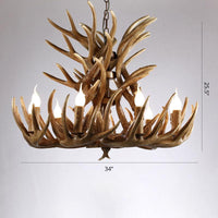 Artificial Antler Chandelier Rustic Resin Hanging Light - Rebooters