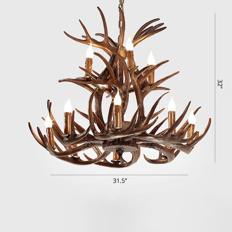 Artificial Antler Chandelier Rustic Resin Hanging Light - Rebooters