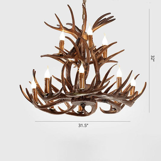 Artificial Antler Chandelier Rustic Resin Hanging Light - Rebooters
