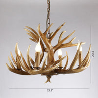 Artificial Antler Chandelier Rustic Resin Hanging Light - Rebooters