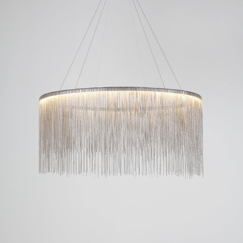 Chain Fringe LED Chandelier Minimalistic Metal Pendant Lighting - Rebooters