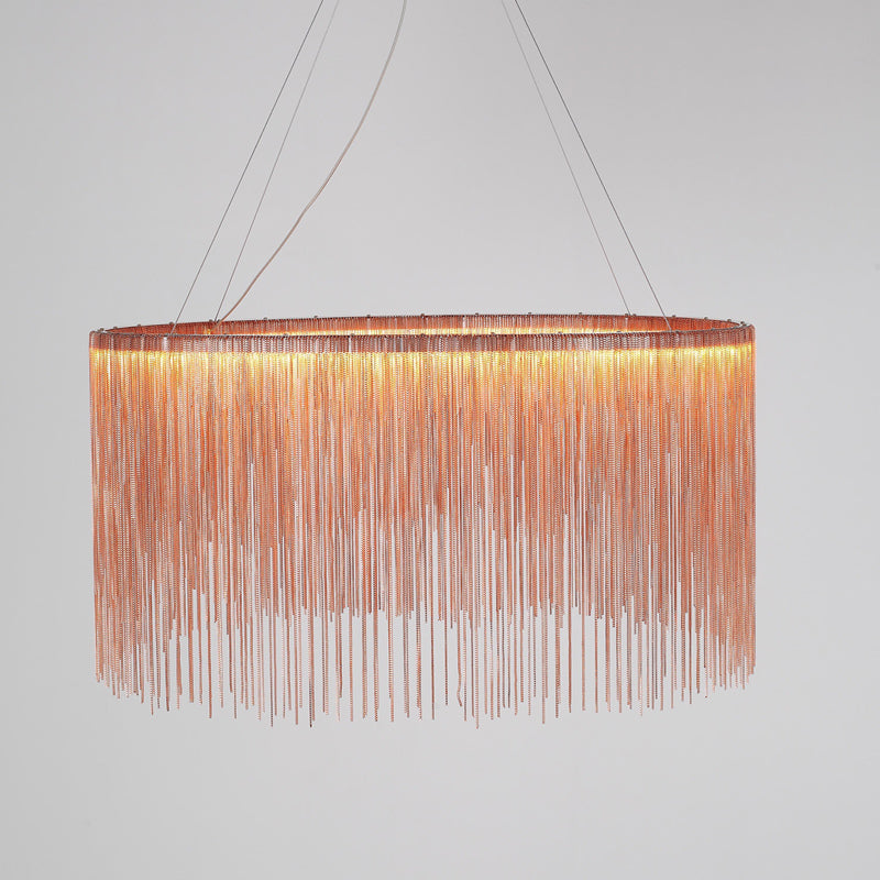 Chain Fringe LED Chandelier Minimalistic Metal Pendant Lighting - Rebooters