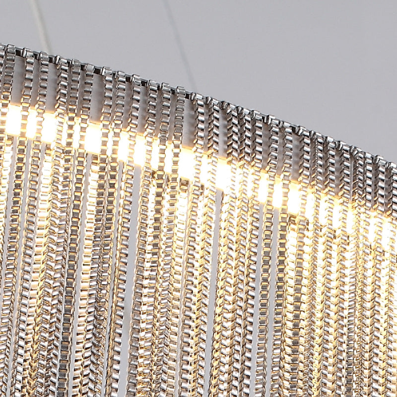 Chain Fringe LED Chandelier Minimalistic Metal Pendant Lighting - Rebooters