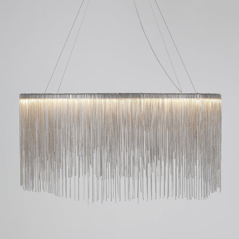 Chain Fringe LED Chandelier Minimalistic Metal Pendant Lighting - Rebooters