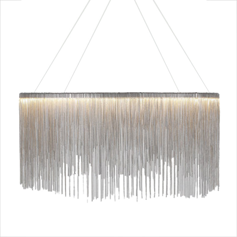 Chain Fringe LED Chandelier Minimalistic Metal Pendant Lighting - Rebooters