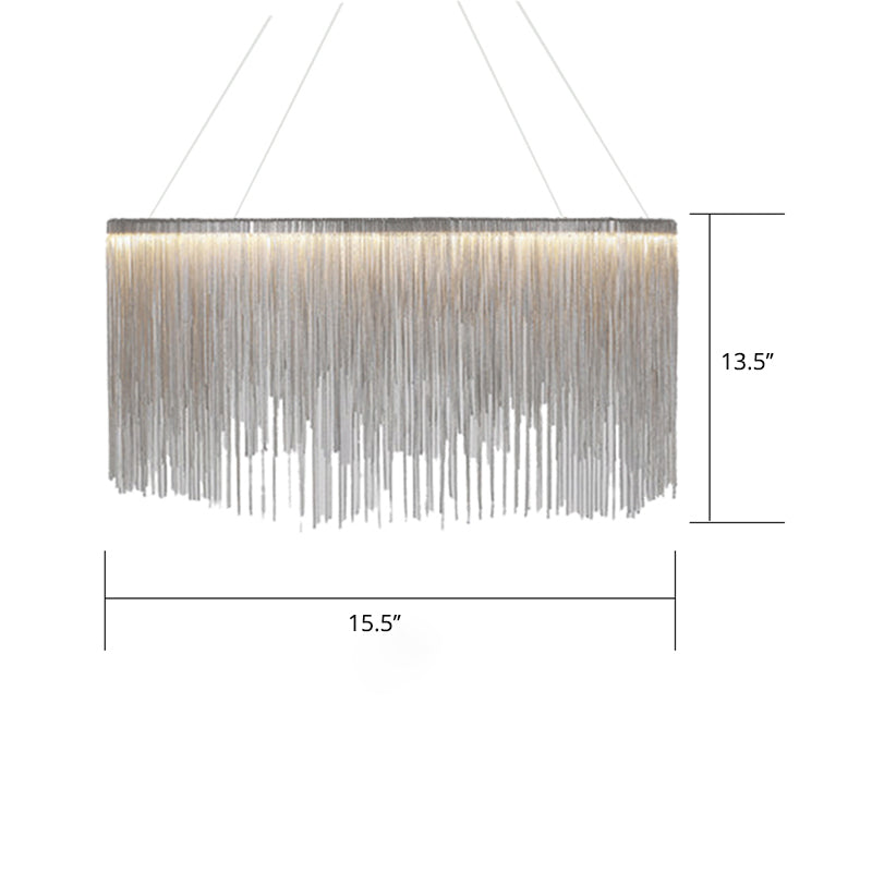 Chain Fringe LED Chandelier Minimalistic Metal Pendant Lighting - Rebooters